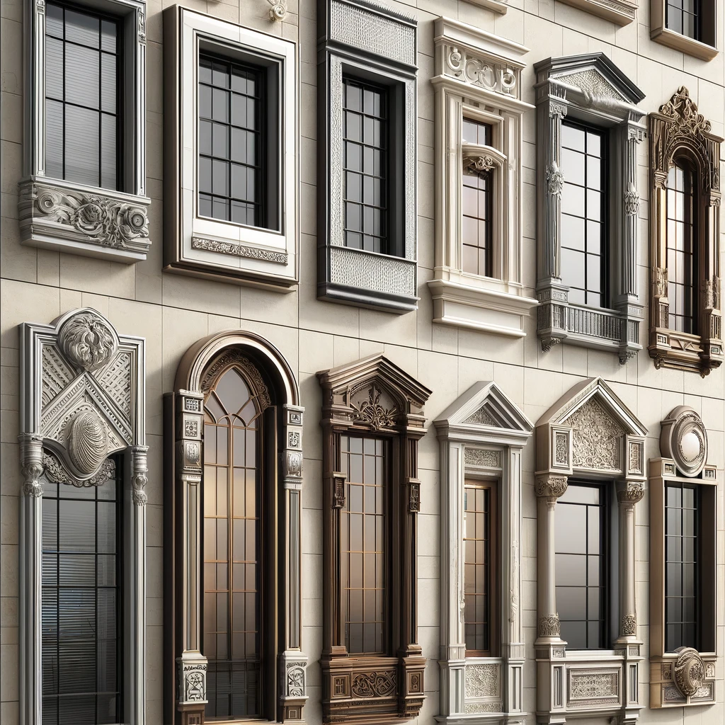 luxury window trim styles on a high-end residential building